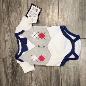 NWT Dapper DUDE Boys sz 3-6 M Onesie Super cute
